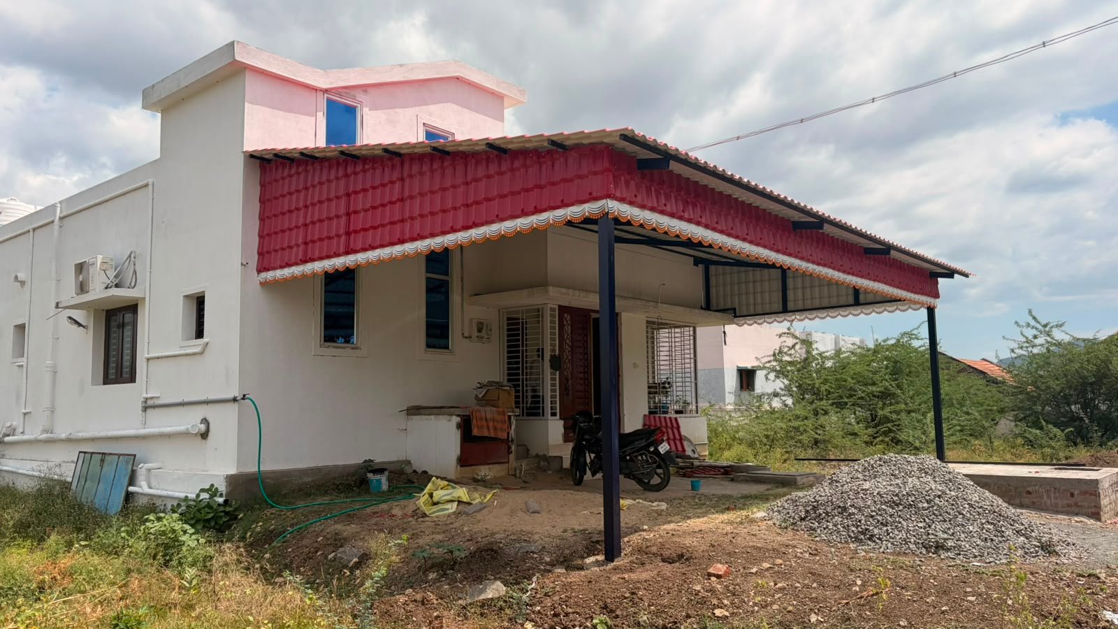 Residential Side Elevation Roofing Sheet Installation