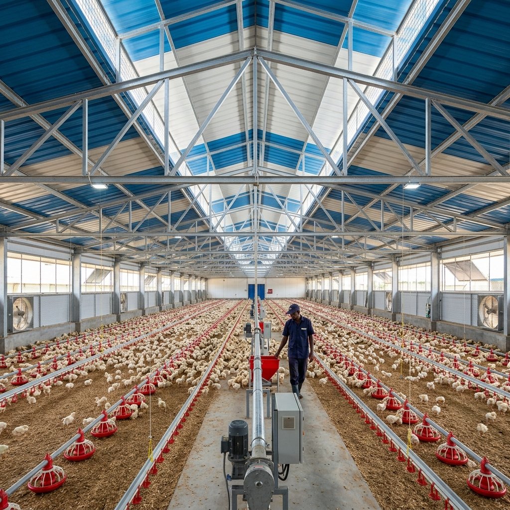 கோழிப்பண்ணை கூரை அமைத்தல் - Poultry Farm Shed